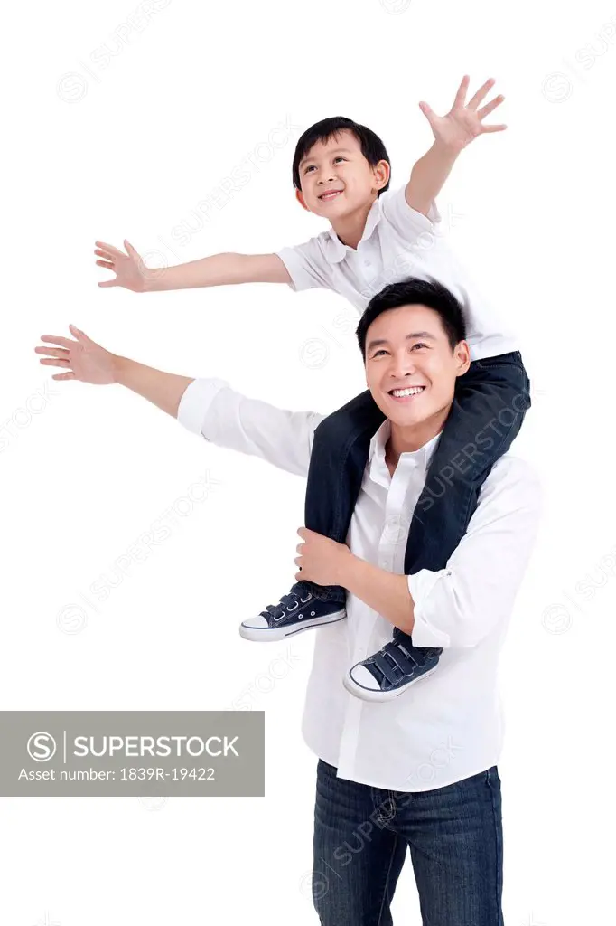 Happy moment between father and son