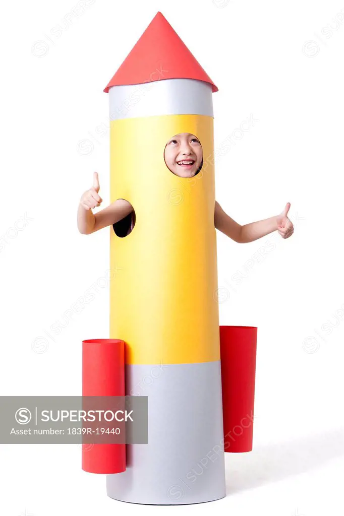 Girl and a toy rocket