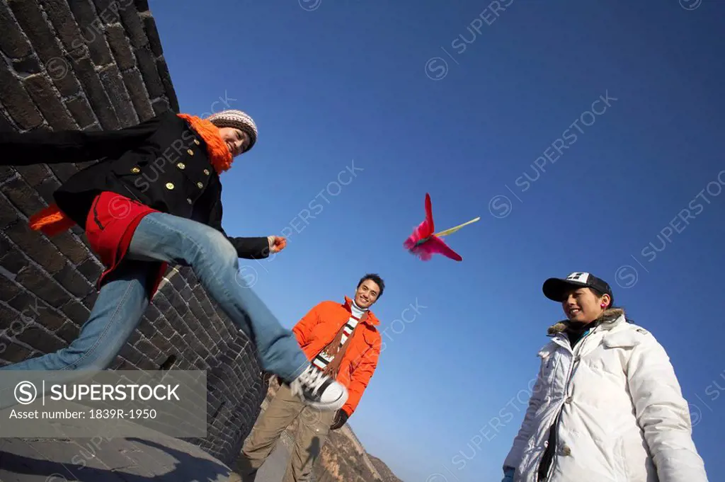 Portrait Of Young People On The Great Wall Of China