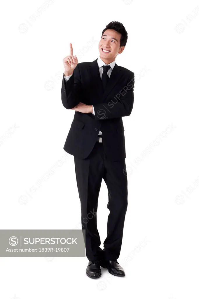 Businessman pointing the air