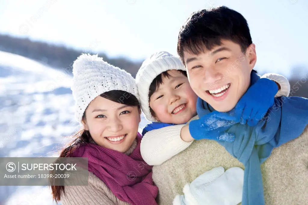 Family portrait in winter time