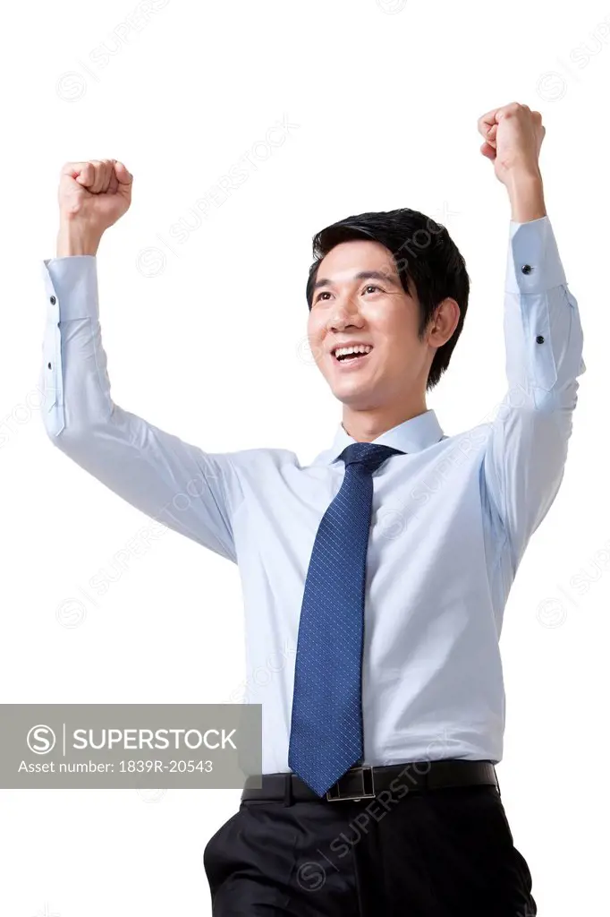 Portrait of a Businessman Cheering