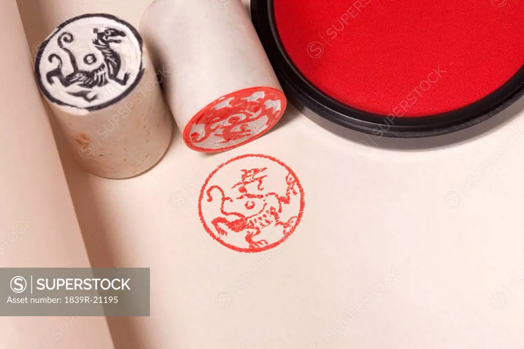 Chinese dragon and white tiger stamps