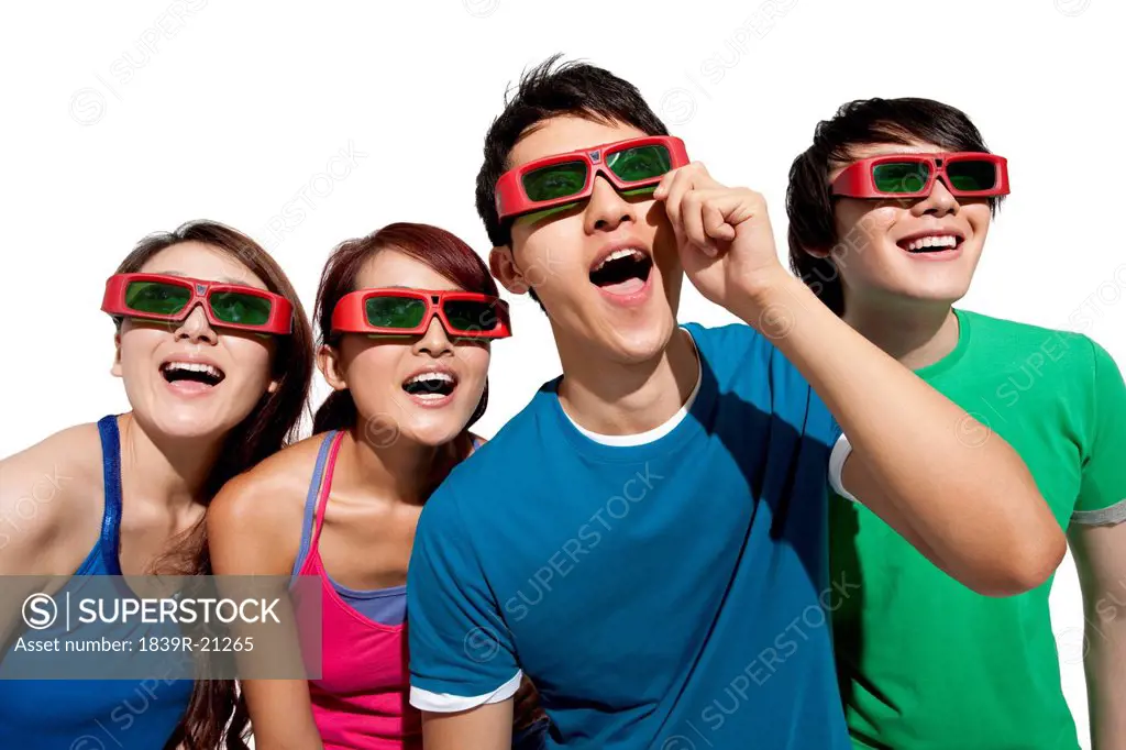 Young people waching 3D movie