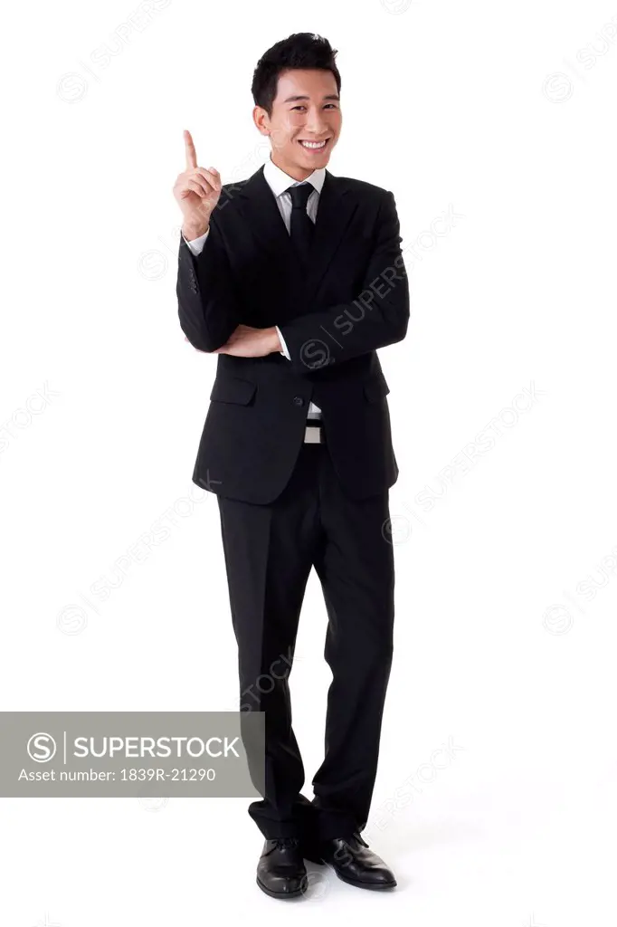 Businessman pointing the air