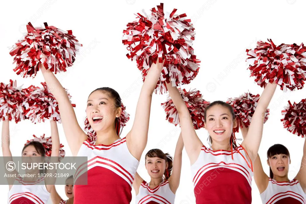 Cheerleaders performing a routine
