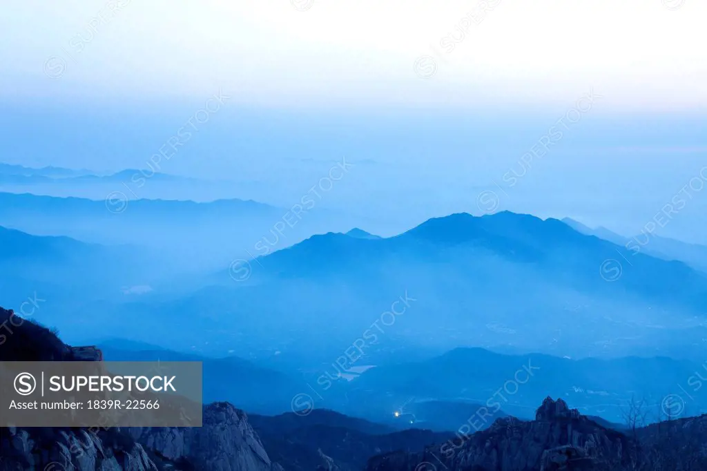 Dawn in Chinese national famous mountain Taishan