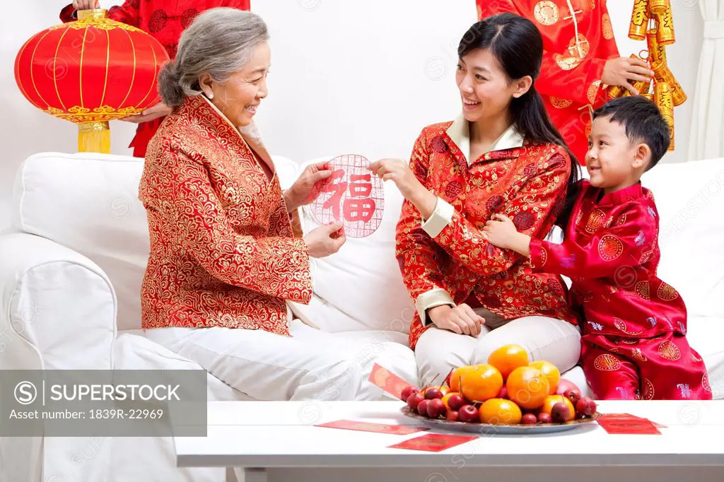 Family Celebrating Chinese New Year