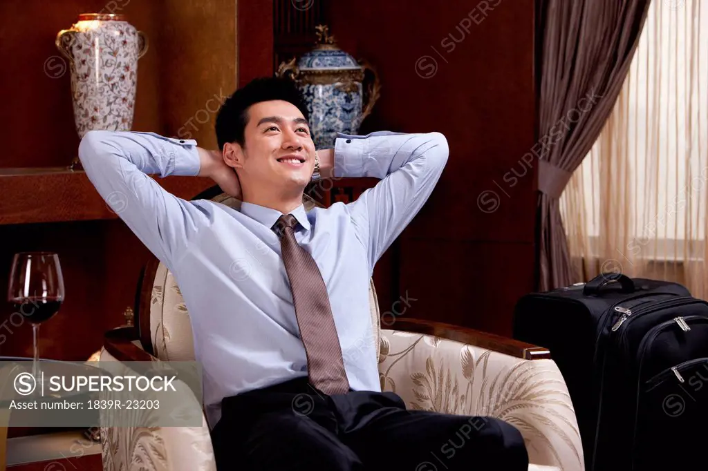 Young businessman in hotel