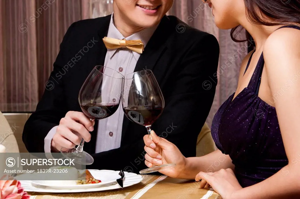 Young couple having romantic dinner