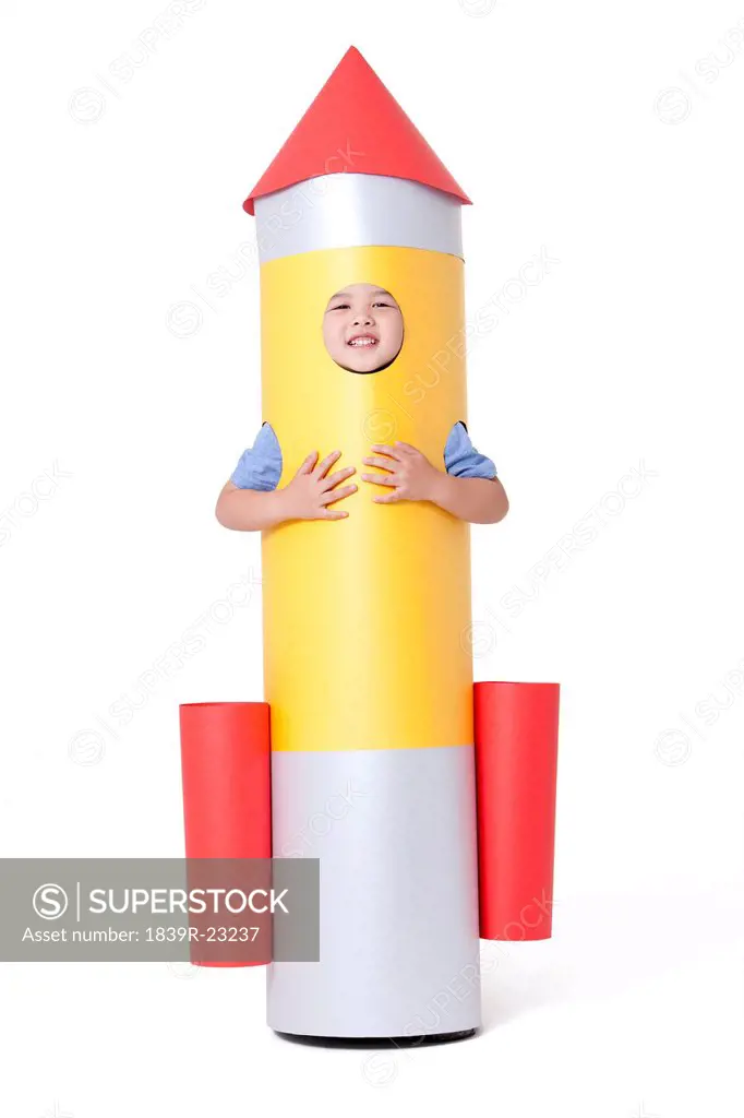 Boy and a toy rocket