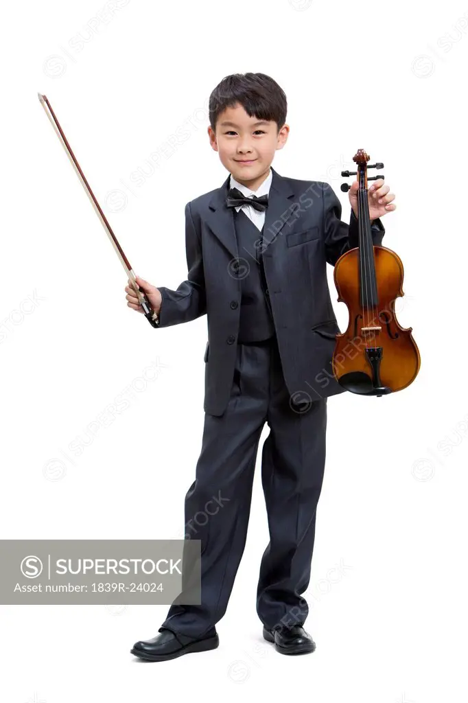 Boy holding a violin