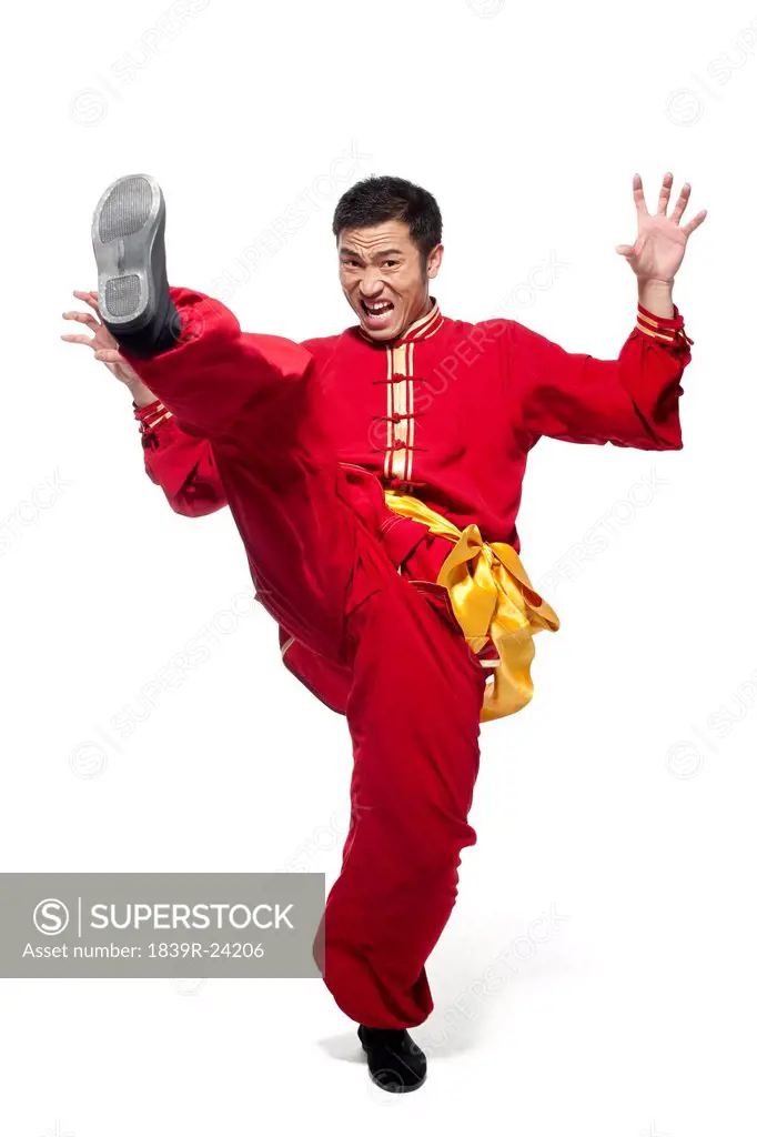 Man in Traditional Chinese Clothing Falling