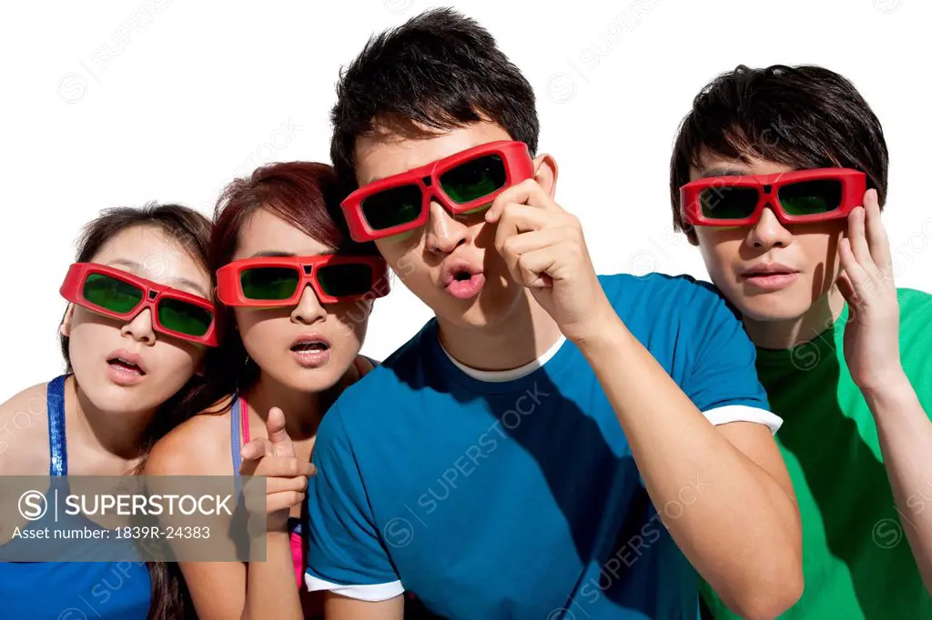 Young people waching 3D movie