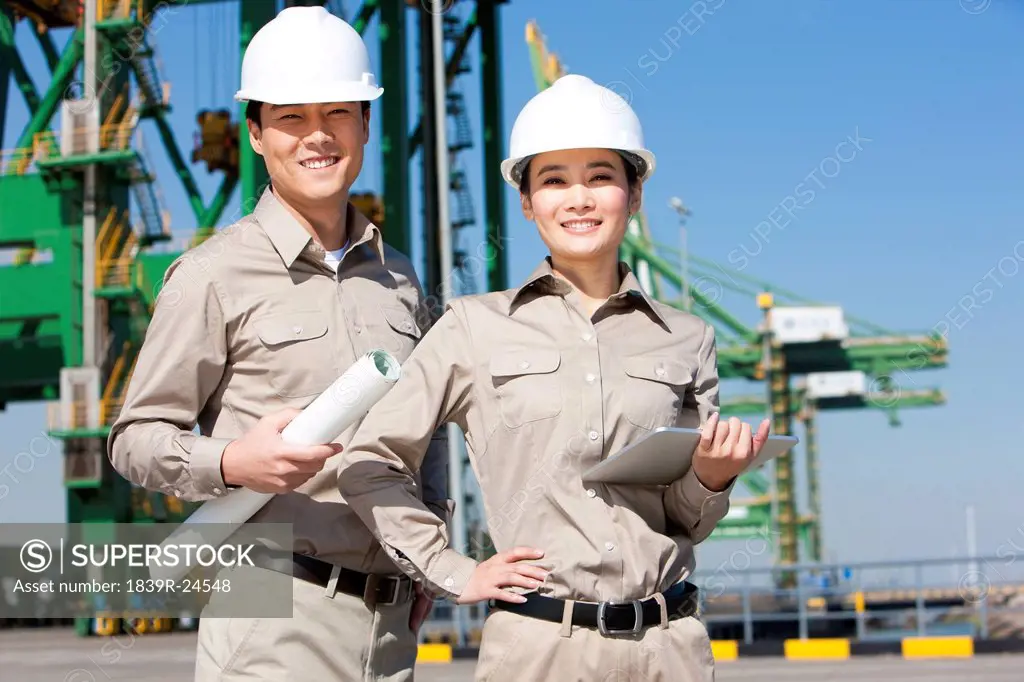 shipping industry workers at work