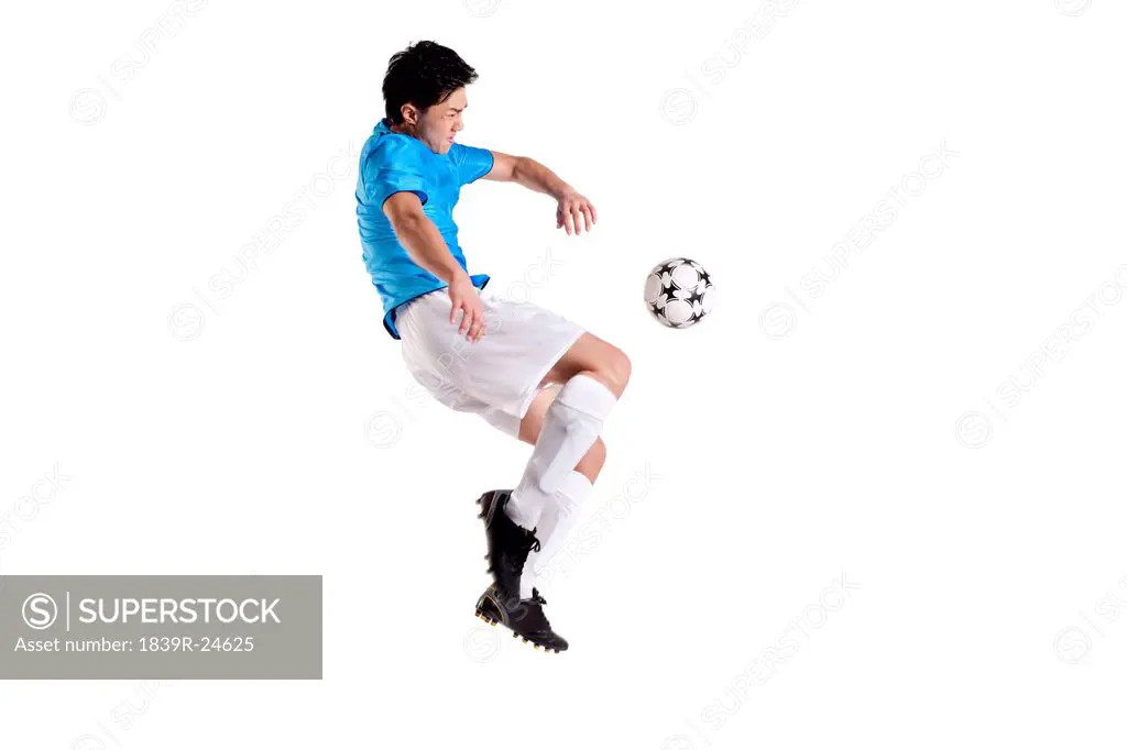 Soccer player jumping