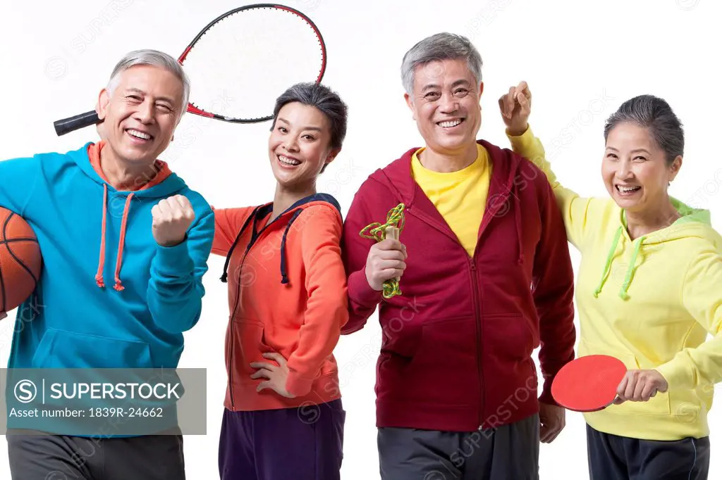 Senior people loving sports
