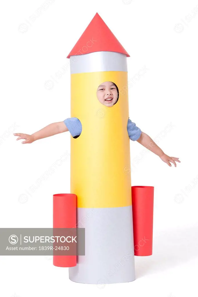 Boy and a toy rocket