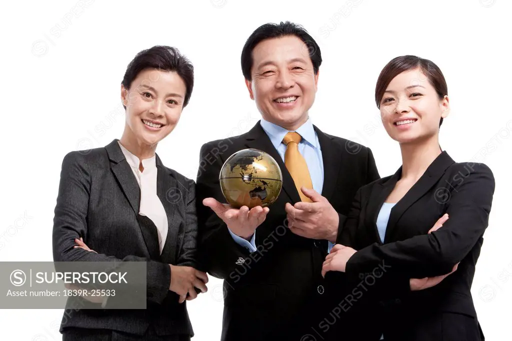 Business team and globe