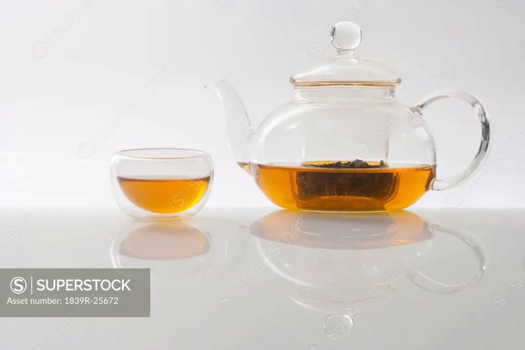 Transparent Tea Cup with Freshly Brewed Tea