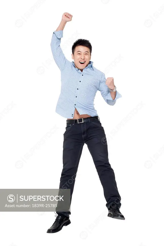 An excited young man