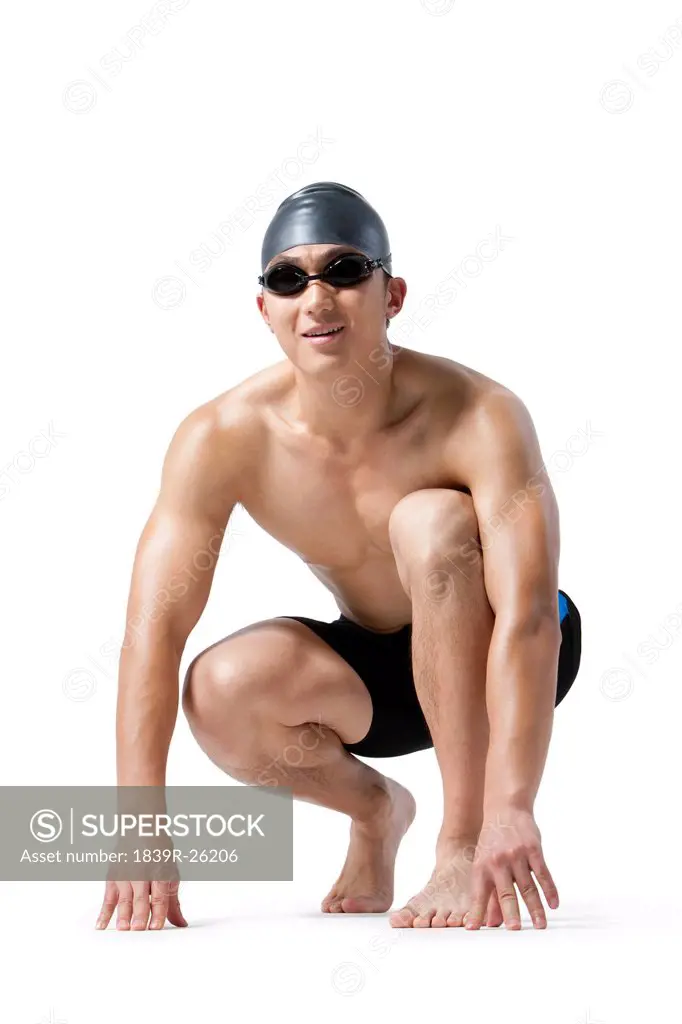 Swimmer getting ready to dive