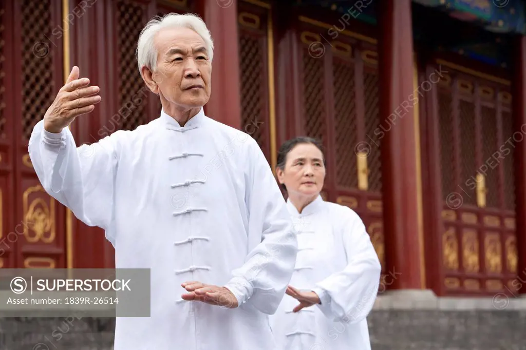 Senior Couple Practicing Tai Chi, Temple of Heaven