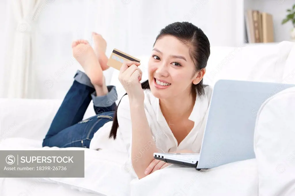 Young woman online shopping