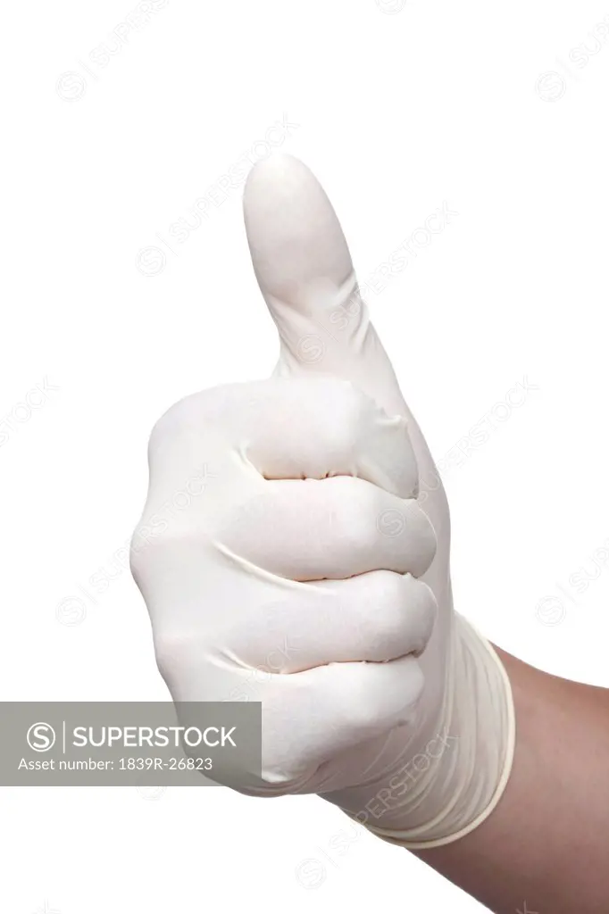 Hand In Latex Glove Gesturing