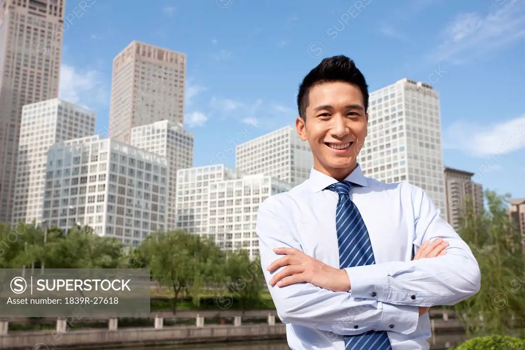 Confident Businessman Standing Outdoors
