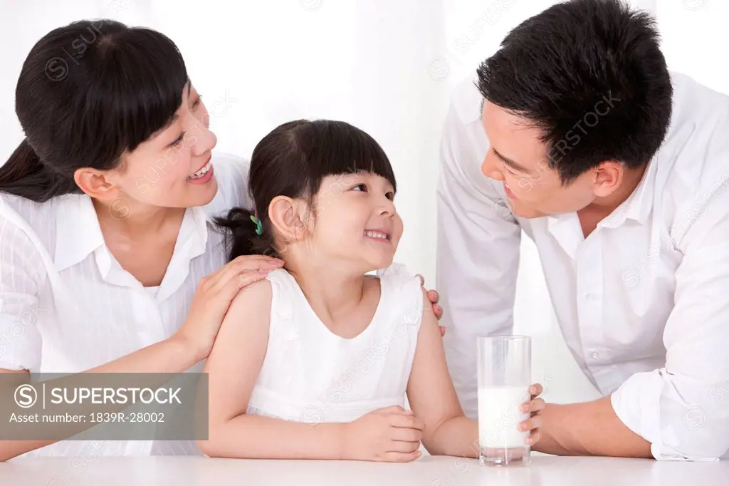 Healthy family and milk