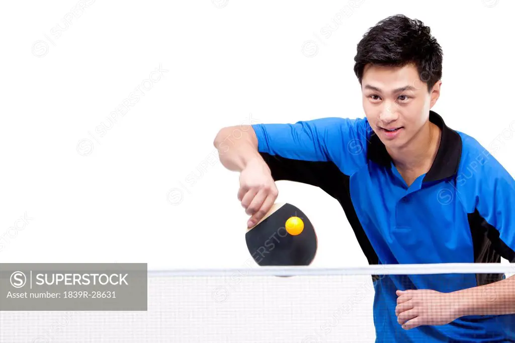 Table tennis player playing