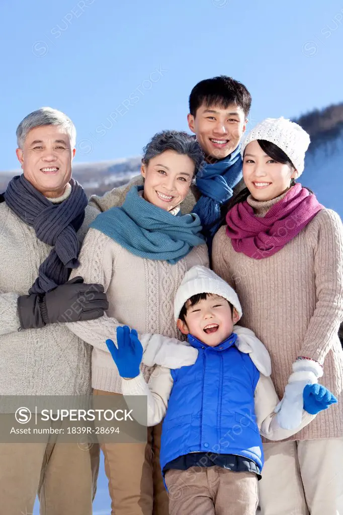 Family portrait in winter time