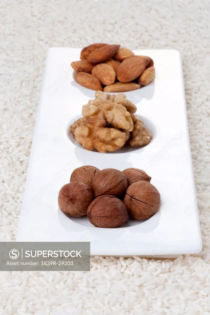 Nuts Sitting on White Rice