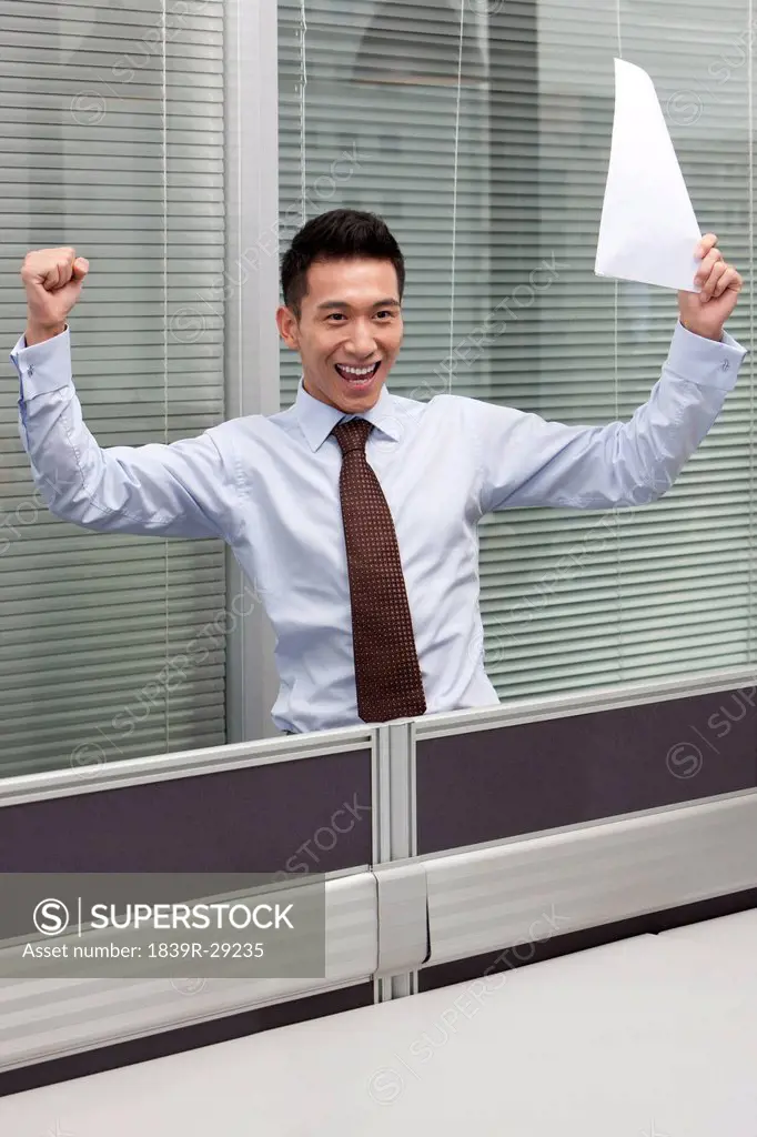 Portrait of a Businessman Cheering