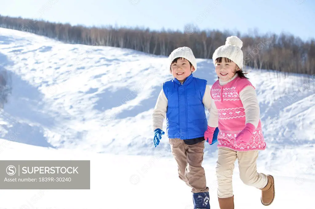 Children having fun in snow