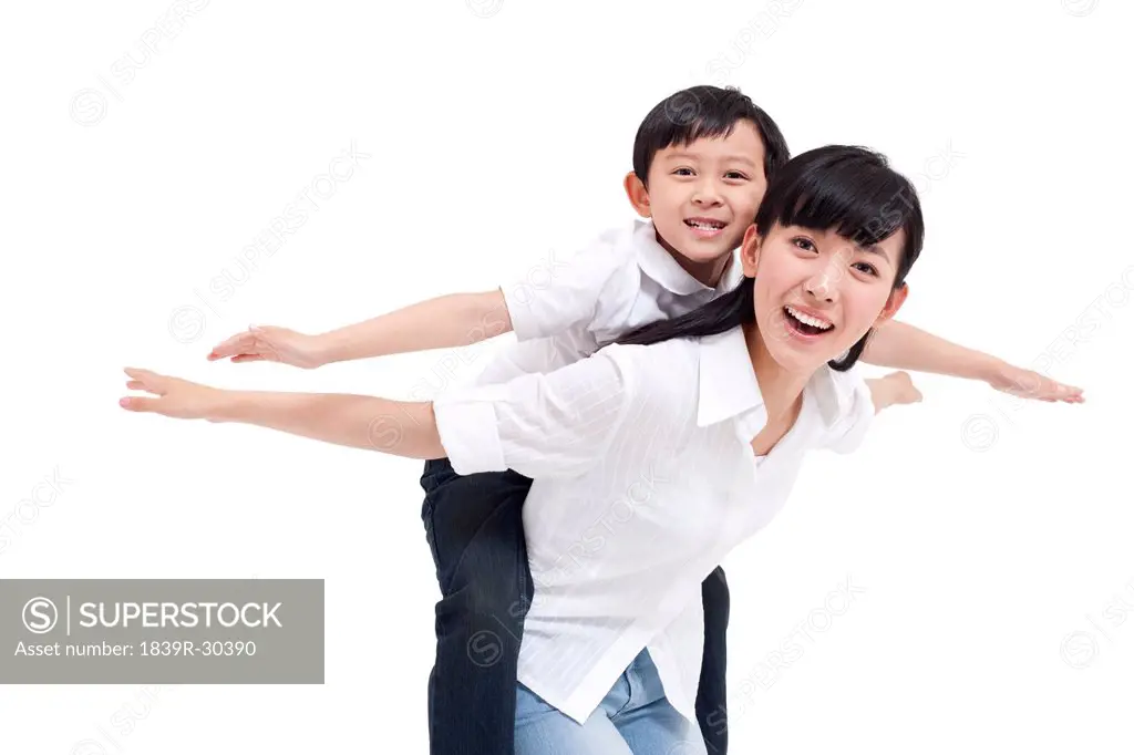 Happy moment between mother and son