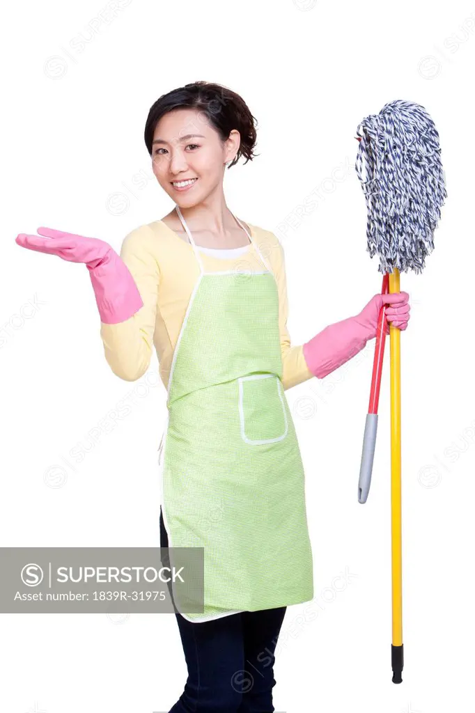 Housewife with mop