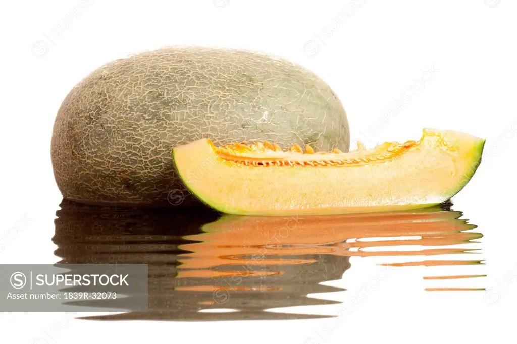 Cantaloupe in rippling water