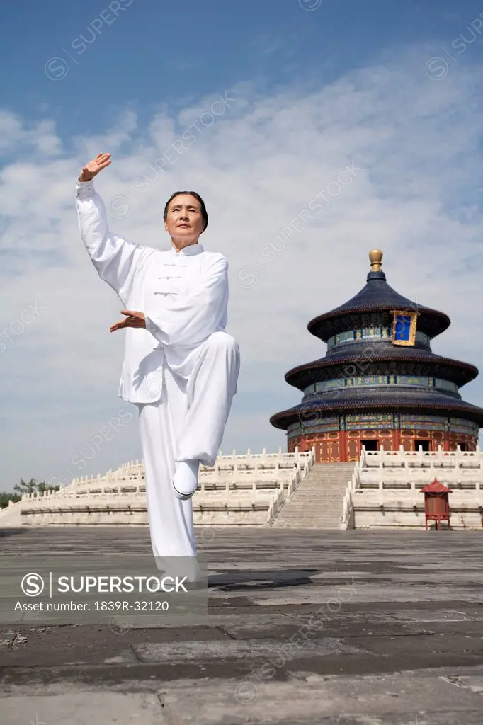 Senior Woman Practicing Tai Chi, Temple of Heaven