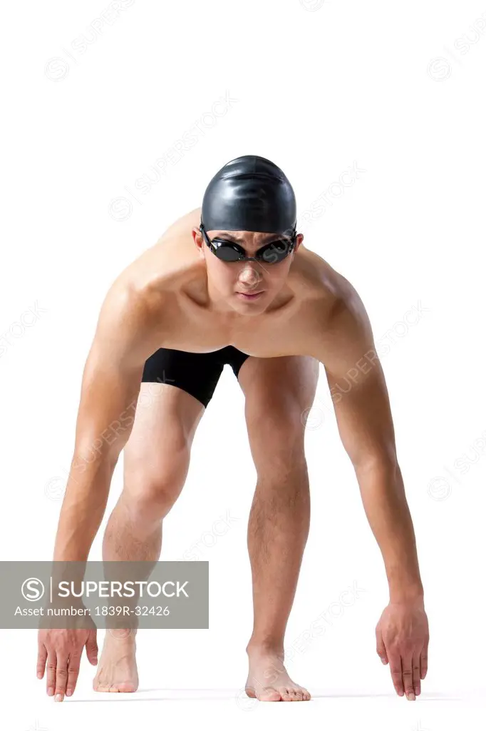 Swimmer getting ready to dive