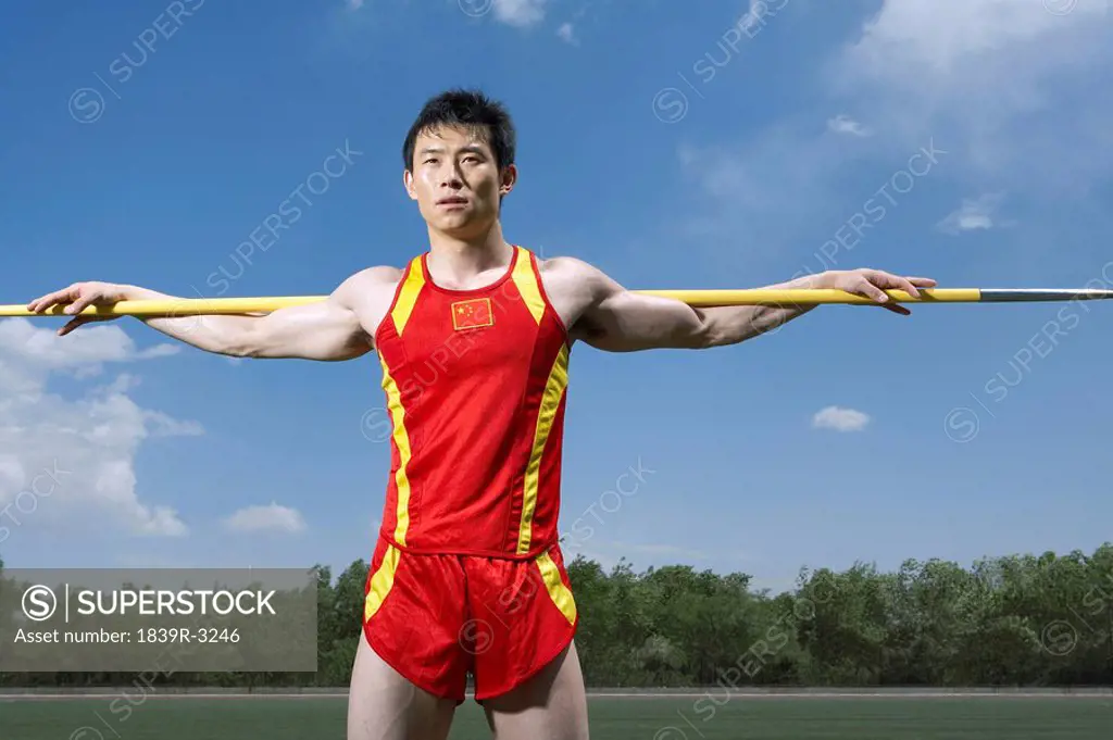 Portrait Of An Athlete With A Javelin