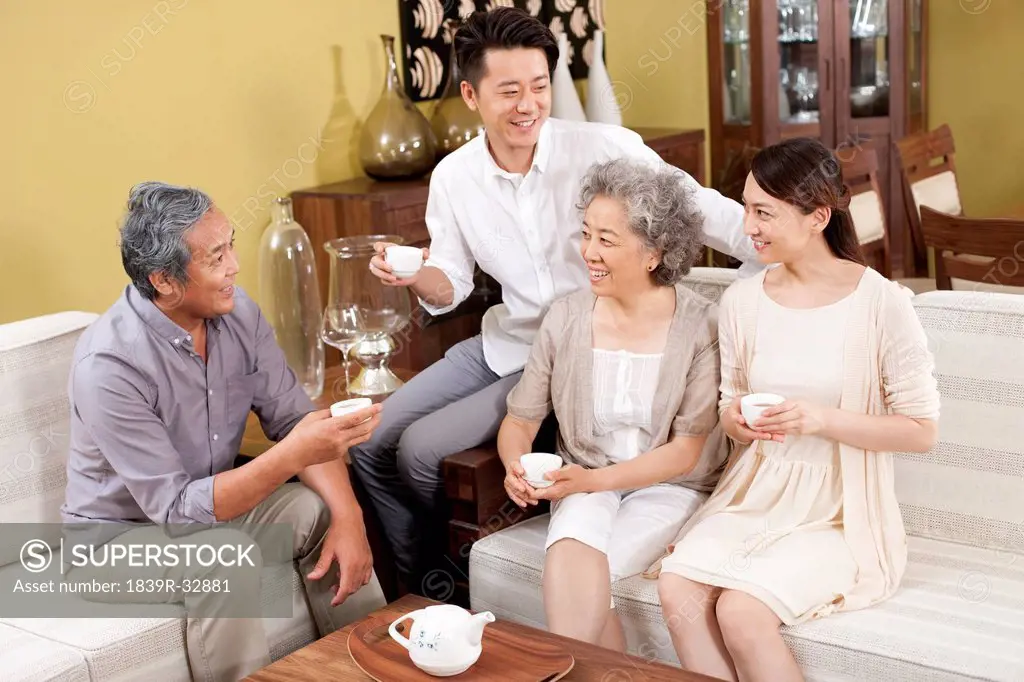 Family having tea together