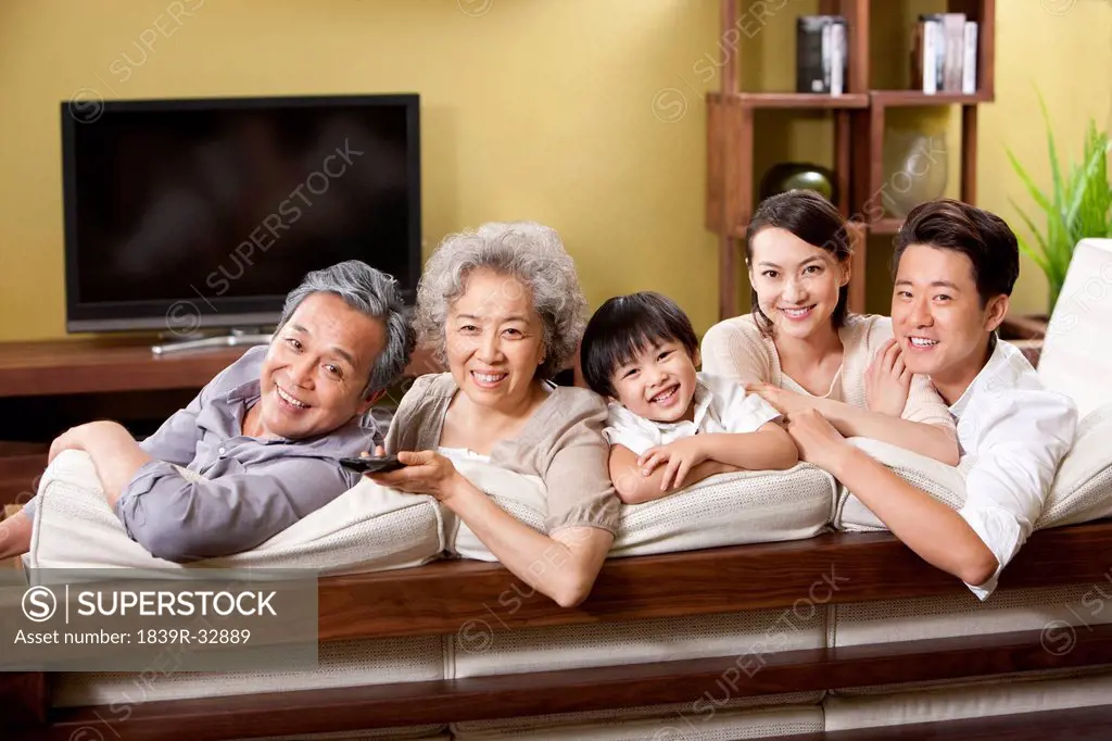 Portrait of a happy three generation family