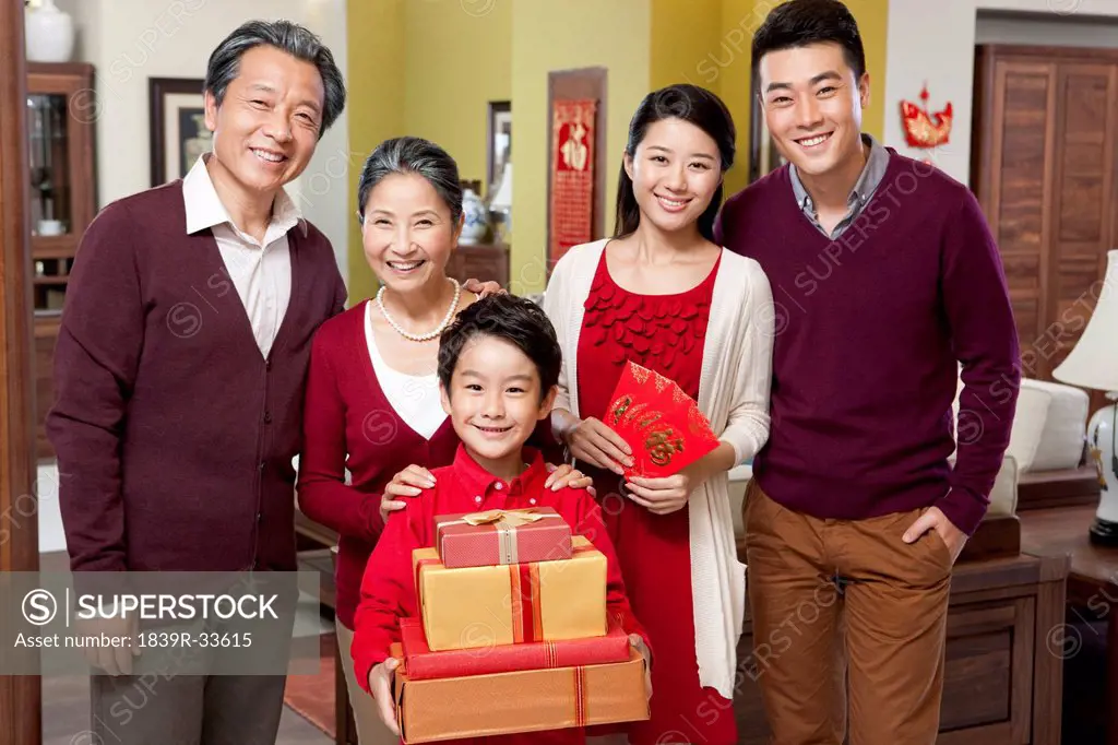 Merry family celebrating Chinese New Year