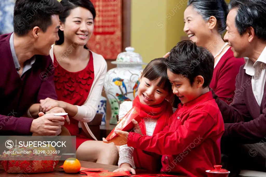 Big family celebrating Chinese New Year