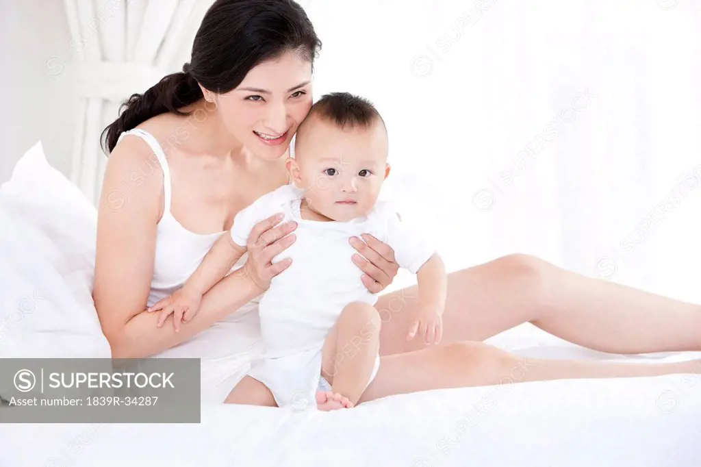 Mother and baby having a sweet time