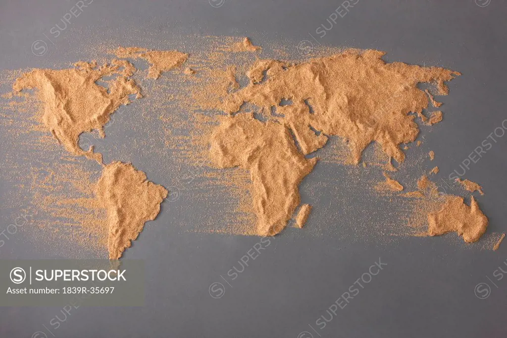 The global map made of sand