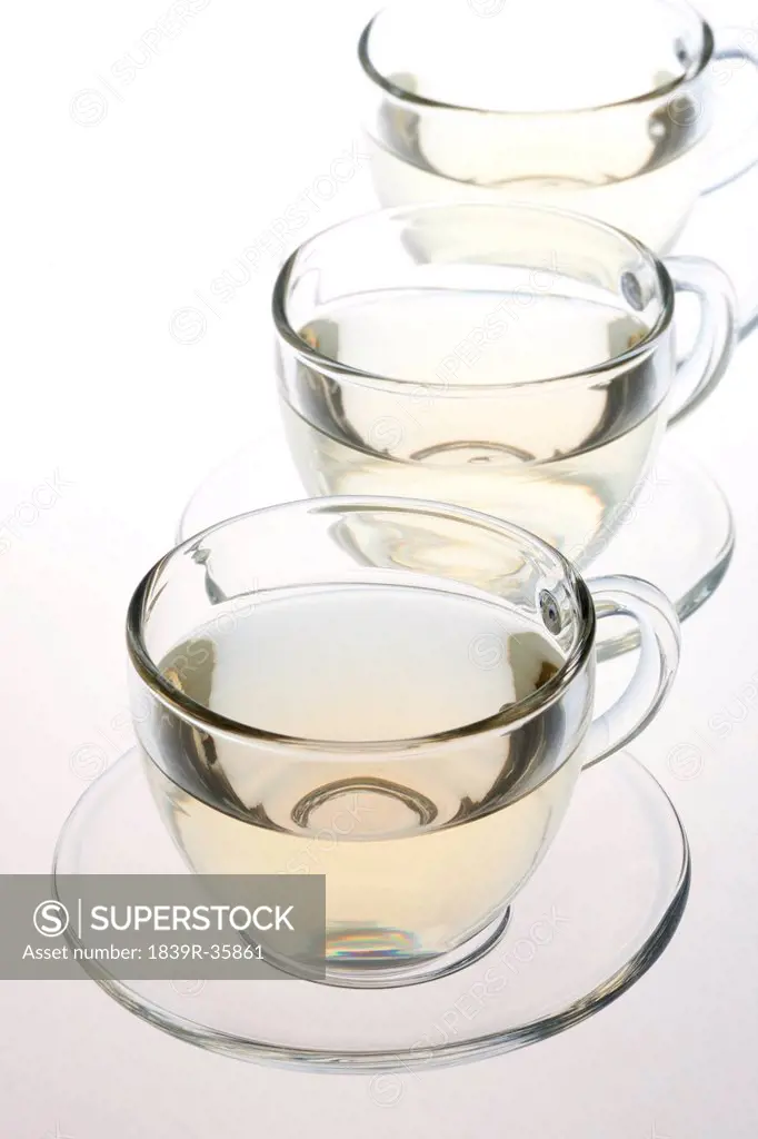 Transparent tea cups with tea