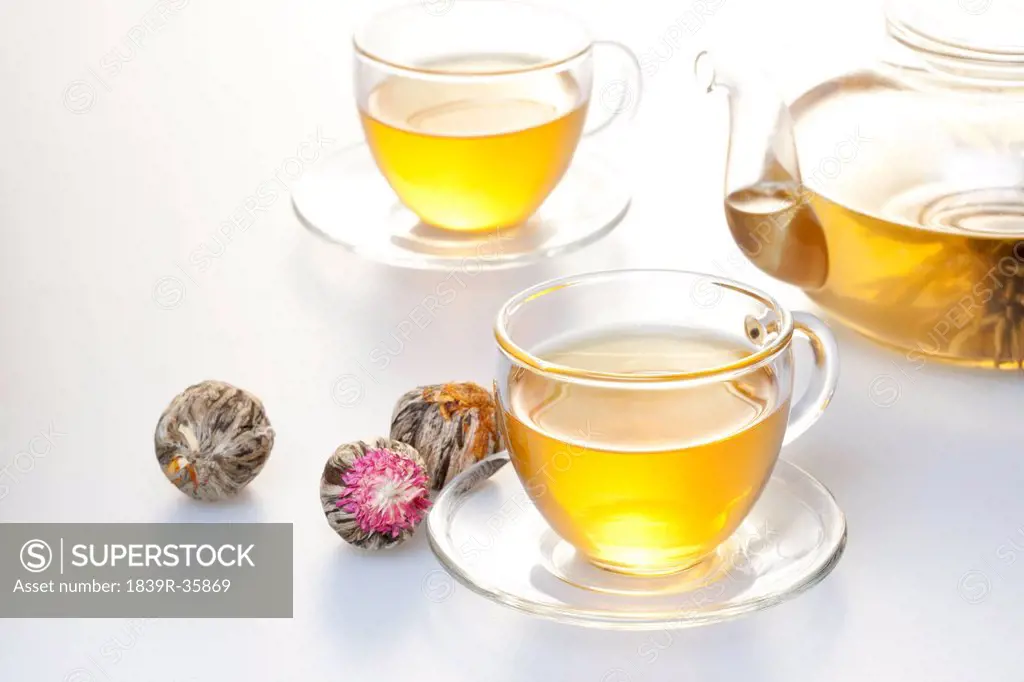 Chinese herbal tea with tea set